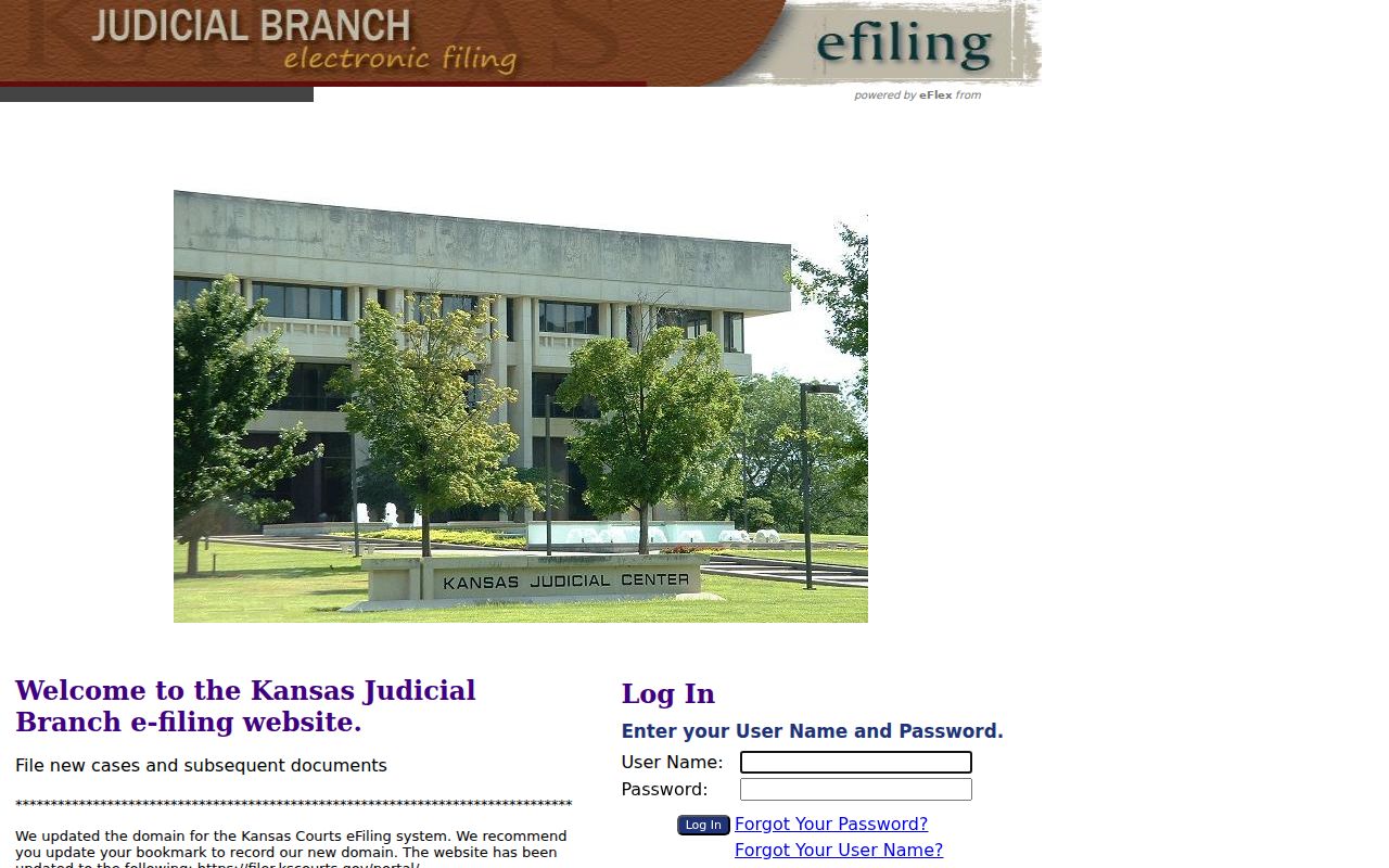 Woodson County civil docket Kansas eFlex filing portal