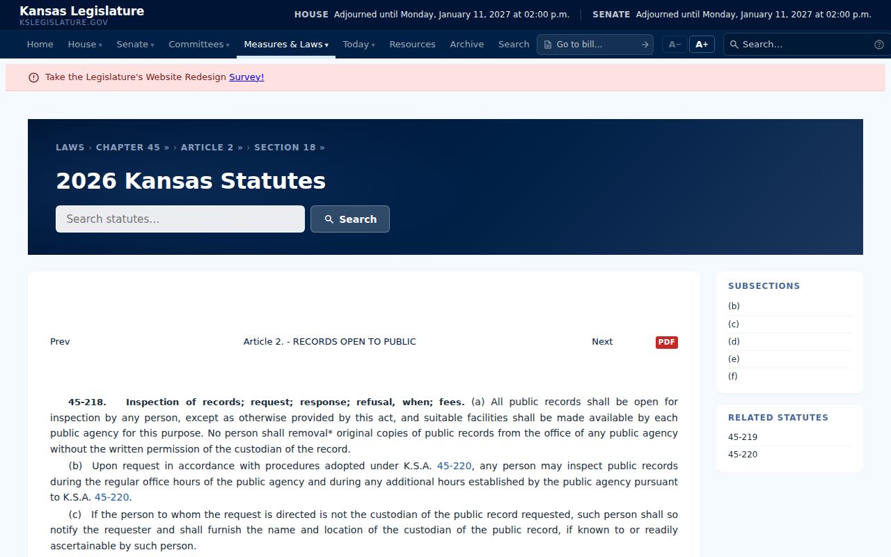 Woodson County court records inspection under K.S.A. 45-218