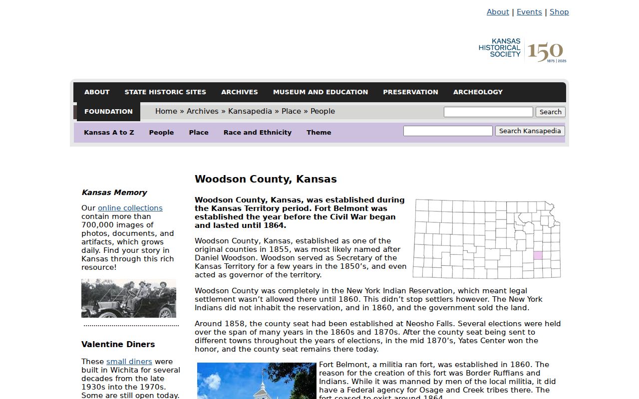 Toronto court records context in Kansas Historical Society Woodson County history