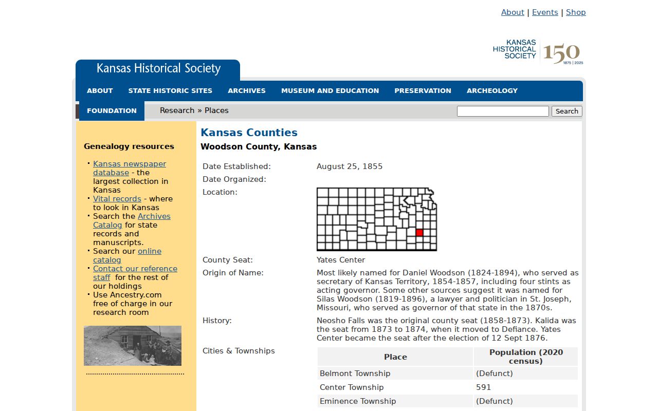 Yates Center court docket county seat history source