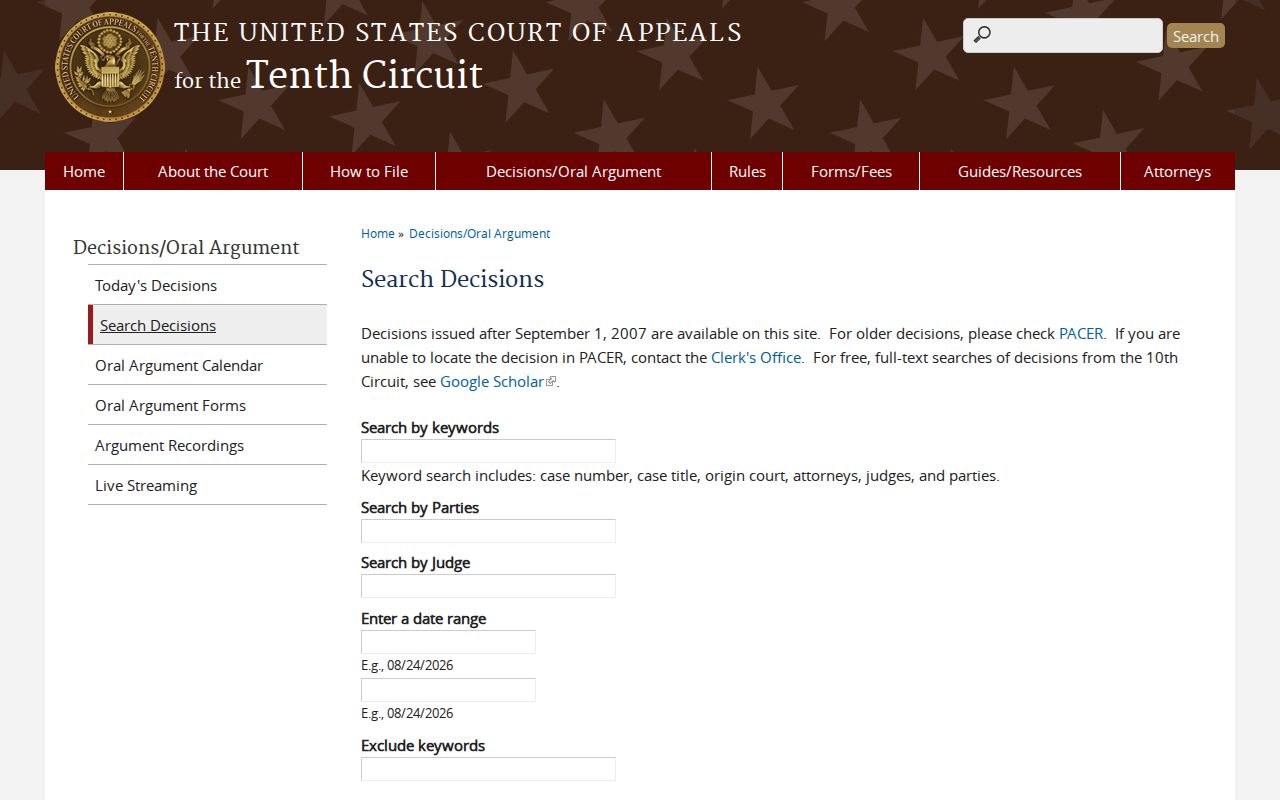 Yates Center court docket federal Tenth Circuit boundary